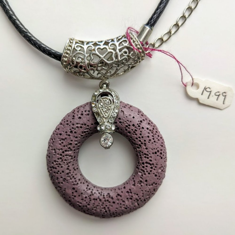 Handmade Lava Stone Aromatherapy Diffuser Necklaces - Purple